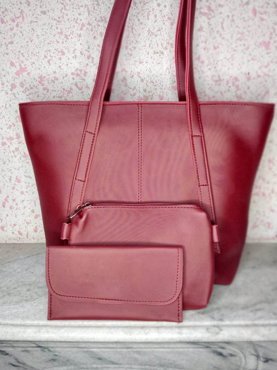 Rosewood Pink Women’s Tote Bag 3 piece