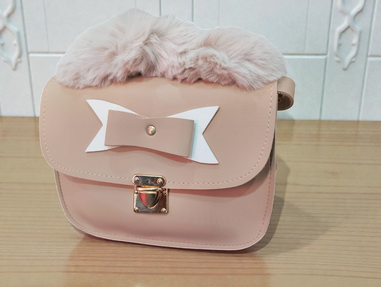 Fluffy Bow Charm Mini Sling